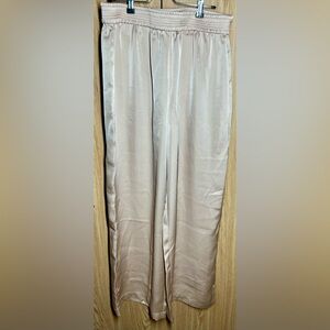 Anthropologie Maison d'Amélie Size L Cream Satin Like Pull On Pants